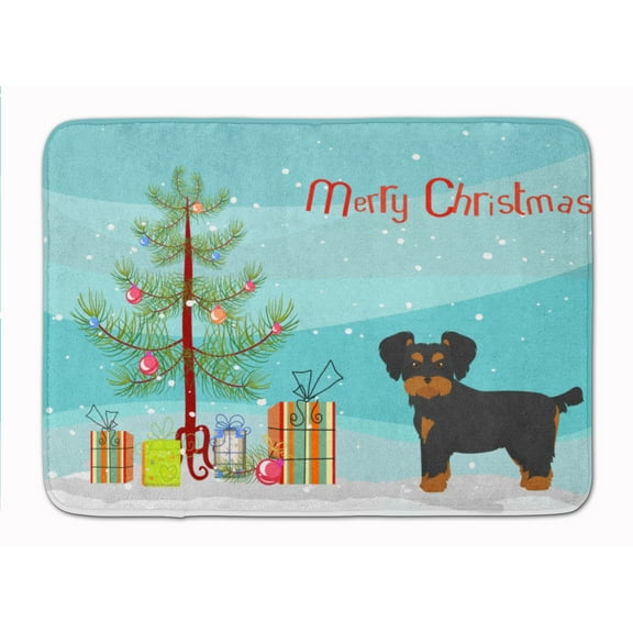 Morkie Christmas Tree Machine Washable Memory Foam Mat