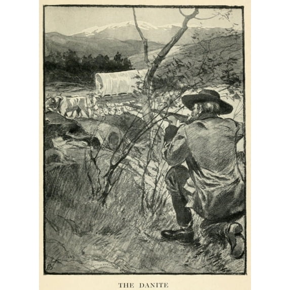 A Mormon Vigilante Aiming His Gun At A Pioneer Wagon. The Illustration Relates To The Harassment Of The Covered Wagon Traveling Through Utah That Was Ultimately Destroyed In Mountain Meadows Massacre