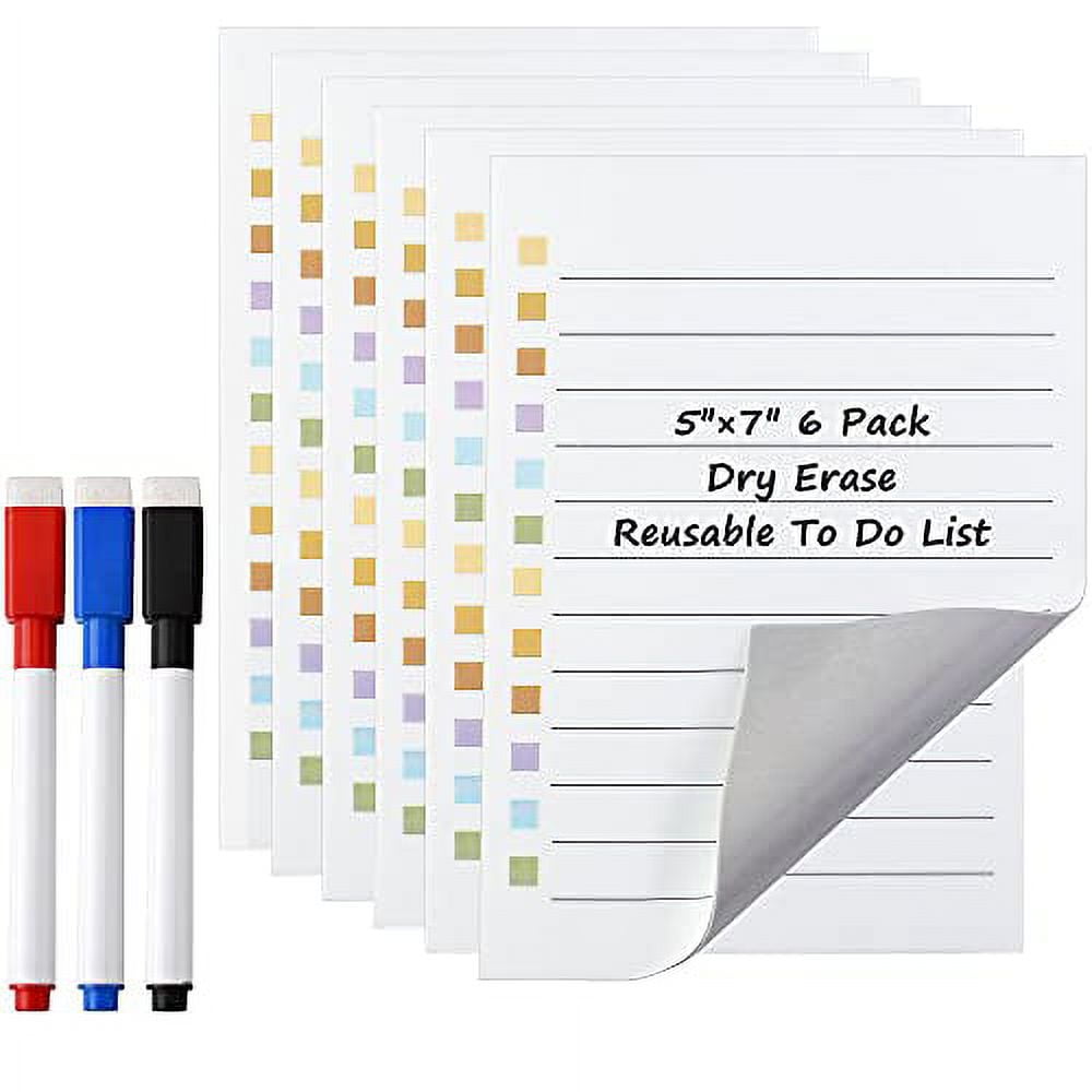 Mornajina 6Pcs Dry Erase to Do List 5x7 inch, Whiteboard Stickers