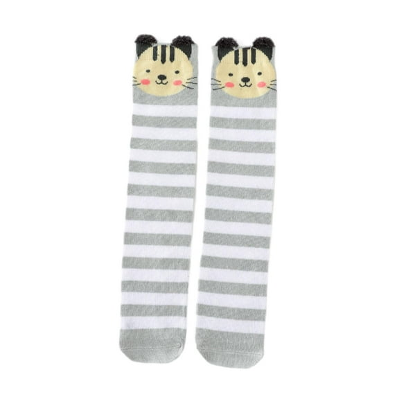 Mornei 1 Pair Kids Girls Knee High Socks Long Stockings Soft Funny Sweat Absorbent Kids Cat