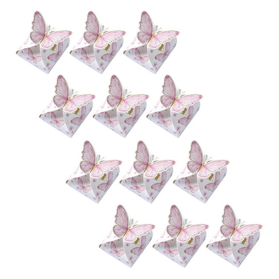 Mornei 12 Pieces Butterfly Boxes Party Favor Treat Boxes Wedding Practical Paper Trendy Pink