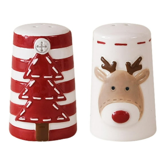 Mornei 2Pcs Christmas and Pepper Shakers Jar Canister Condiment Bottle Holder