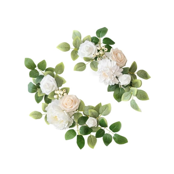 Mornei 2Pcs Wedding Arch Flowers Artificial Flower Swag Modern Welcome Sign Decorations C
