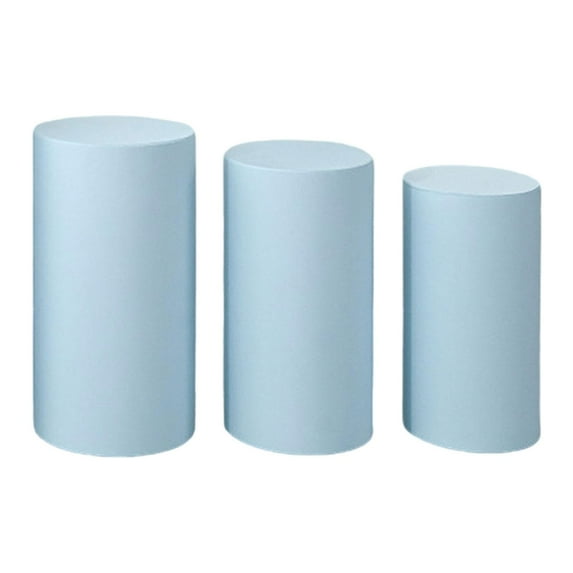 Mornei 3 Pieces Cylinder Pedestal Stands Slipcovers,Cylinder Plinth Stand Covers Plinth Blue