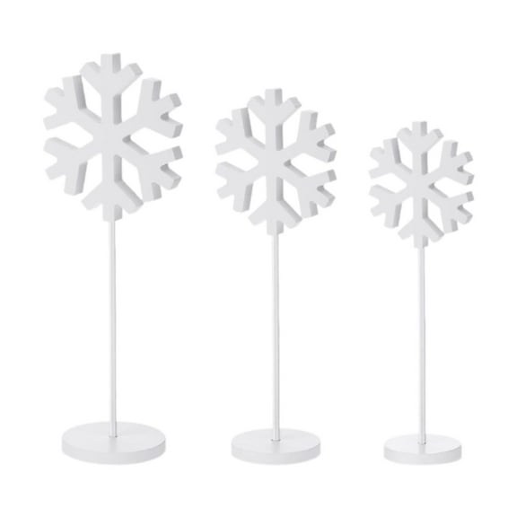 Mornei 3x Standing Wooden Snowflakes Block Rustic Indoor Holiday Decor Winter Snowflake A