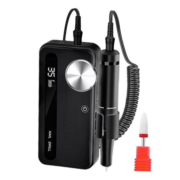 Mornei Cordless Electric Nail File, Nail Grinder Tool for Acrylic Gel Nails, Polishing Black