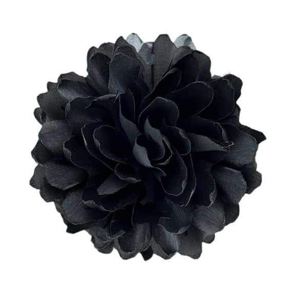 Mornei Flower Brooch Handmade for Women Ladies Elegant Flower Hair Clip Lapel Pin black