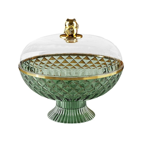 Mornei Fruit Basket Pedestal Bowl with Cover Removable Base for Kitchen Accessories Green