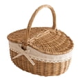 thumbnail image 1 of Mornei Gift Basket Empty Wicker Picnic Basket Hamper Sturdy Woven Body Wedding Birthday 26cmx18cmx13cm, 1 of 9