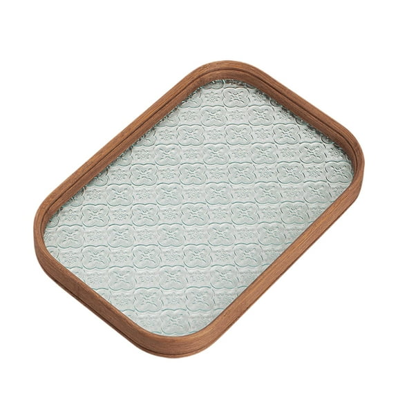 Mornei Glass Tray Bathroom Storage Tray Multiuse Coffee Table Platter Specialty Plates 34x25.5x2.5cm