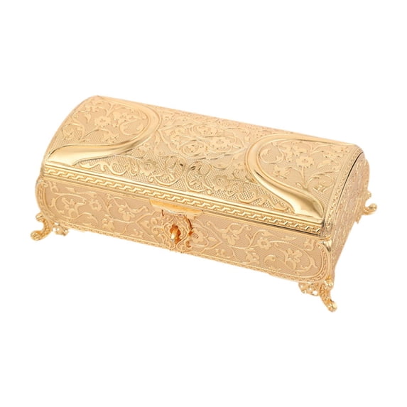 Mornei Jewelry Box Decorative Box Dresser Trinket Box Jewelry Storage Box for Ear Studs Gold