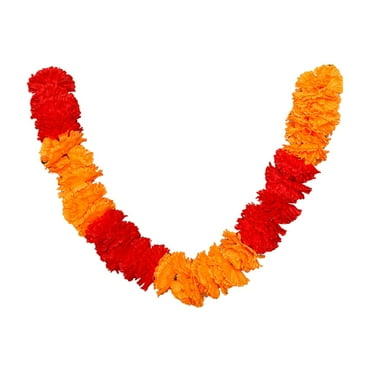 Mornei Marigold Garland Halloween Decor Accessories Multifunctional Artificial Marigold Red Orange