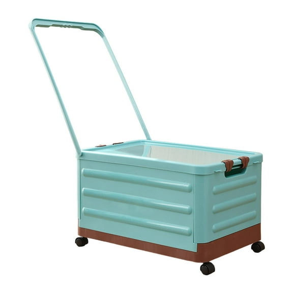 Mornei Storage Bin with Wheels and Handle Rolling Crate Foldable Closet Organizer with Blue