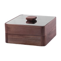 Mornei Wood Fruit Tray Tabletop Snack Tray with Lid Practical Nuts Storage Platter Tray 22.5x22.5x11cm