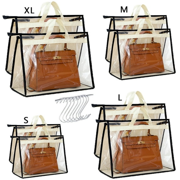 Mornenjoy Dust Cover Bag 8 Pack Storage Bags for Bags Clear Anti Dust Handbag Organizers for Closets Purse Storage Ideas Handbag Organizer Bag Hanging Organizer with Zipper and Handles