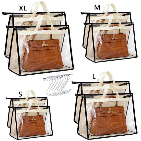 Mornenjoy Dust Cover Bag 8 Pack Storage Bags for Bags Clear Anti Dust Handbag Organizers for Closets Purse Storage Ideas Handbag Organizer Bag Hanging Organizer with Zipper and Handles