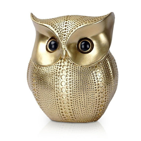 Mornenjoy Owl Statue,Cute Owl Decor Sculpture Gold Living Room Decor Buho Owl Bird Figurine Book Shelf TV Shelf Owl Decor Owl Collection for Home Office Kitchen Decor Gift for Owl Lovers (Gold)