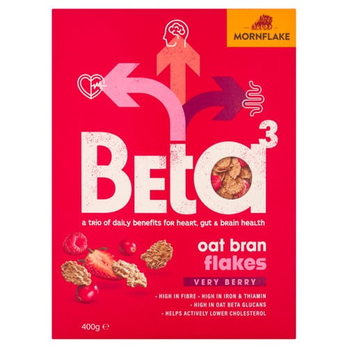 Mornflake Beta 3 Oatbran Flakes Very Berry 400g, British Import (Pack of 3)