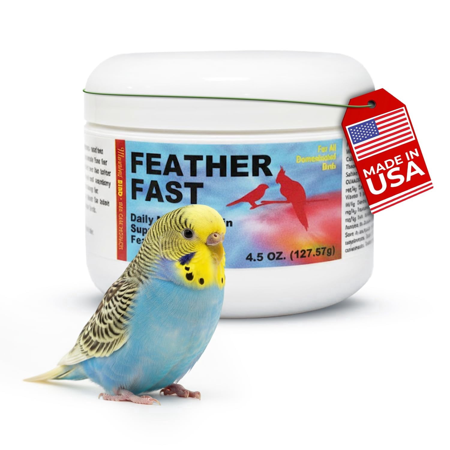 Morning Bird Feather Fast 4.5 oz – Daily Multi-Vitamin During Molt - Molting Support Supplement for Birds–Amino Acid & Vitamin Powder Promotes Feather Growth, Strength, and Full Plumage for All Birds