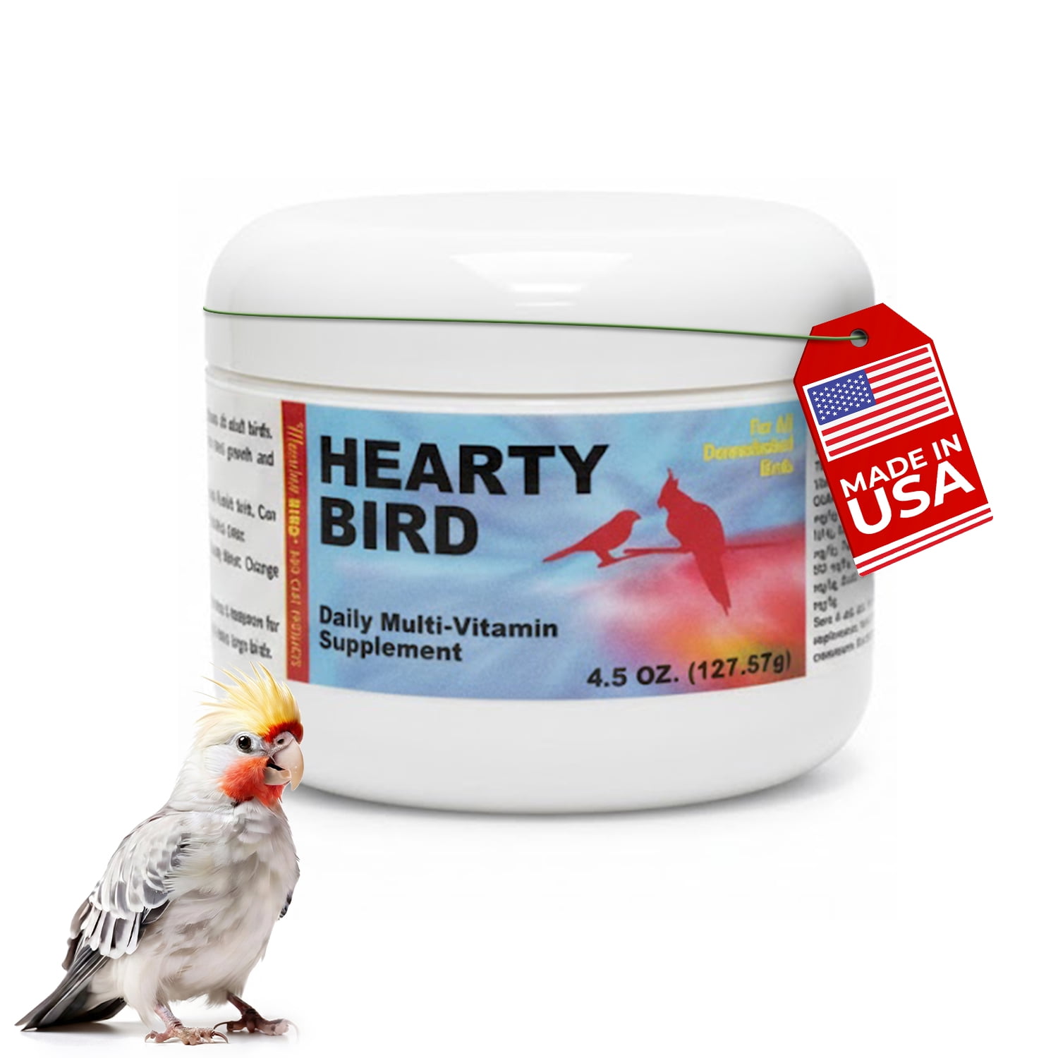 Morning Bird Hearty Bird 4.5 oz - Daily Multivitamin Powder for Birds – Energy Support with Immune System Booster & Wellness - Protein Supplement Mix with Nutrients for All Bird Types
