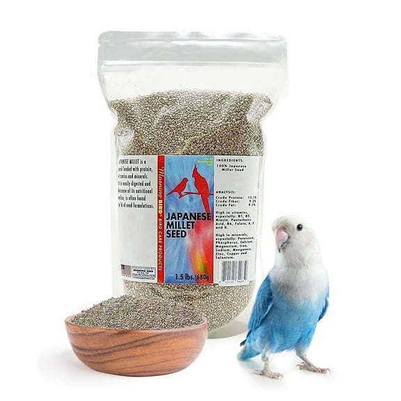 Morning Bird Japanese Millet Seed Bag 1.5 lbs - Healthy & Nutritious Pet Bird Food to Support Health & Immunity - Rich in Vitamins and Supplements – Ideal Bird Feed for All Seed Eating Birds