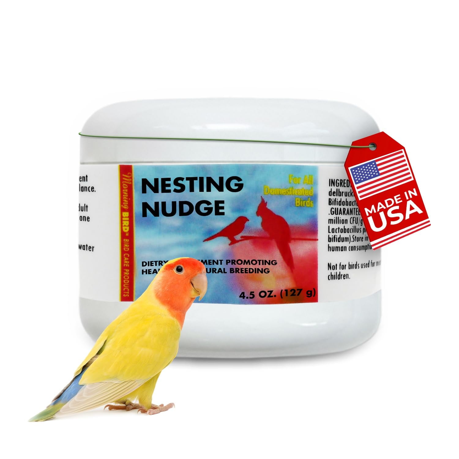 Morning Bird Nesting Nudge For Birds  4.5 Oz – Supports Reproductive Health & Energy – Stimulates Male and Female Reporductive Systems - Breeding Supplement with Amino Acids & Vitamin D3