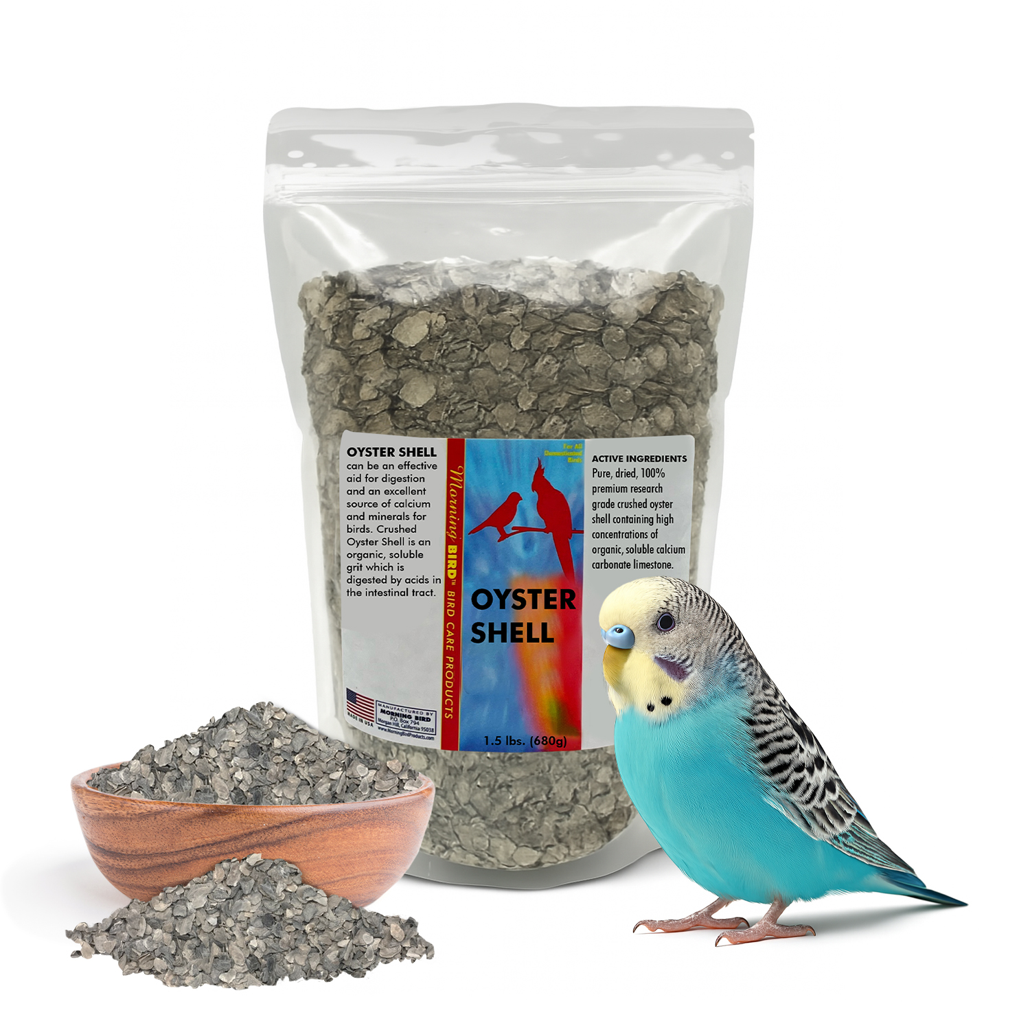 Morning Bird Oyster Shell for Birds 1.5 lbs - Natural Calcium ...
