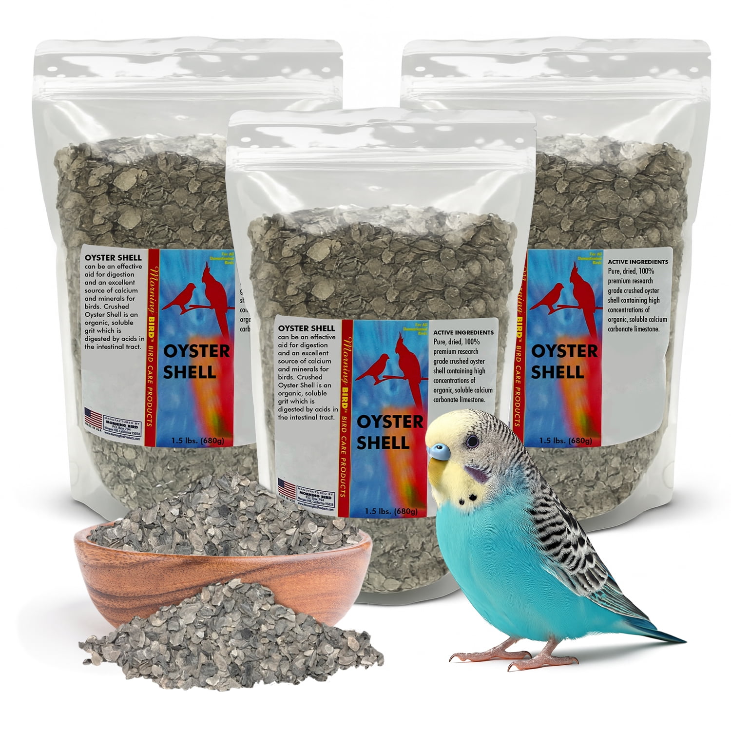 Morning Bird Oyster Shell for Birds 4.5 lbs (3-Pack, 1.5 lbs Each ...