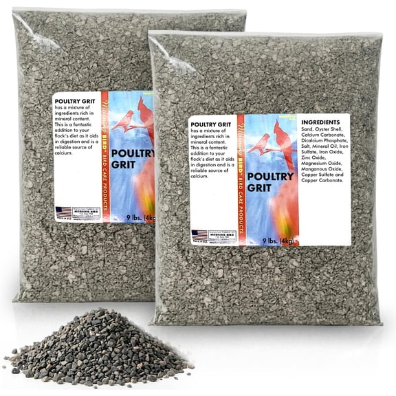 Morning Bird Poultry Grit, Mineral-Rich Feed for Digestion & Calcium Support, 18 lb (2 Pack, 9 lb Each)