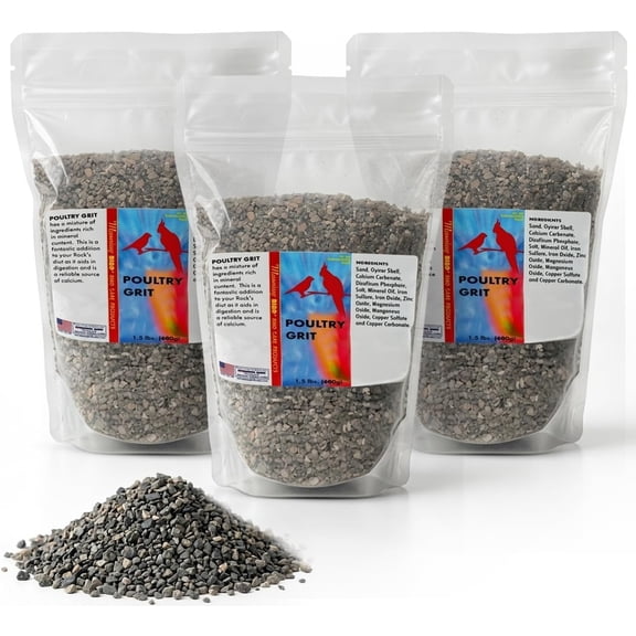 Morning Bird Poultry Grit, Mineral-Rich Feed for Digestion & Calcium Support, 4.5 lb (3 Pack, 1.5 lb Each)
