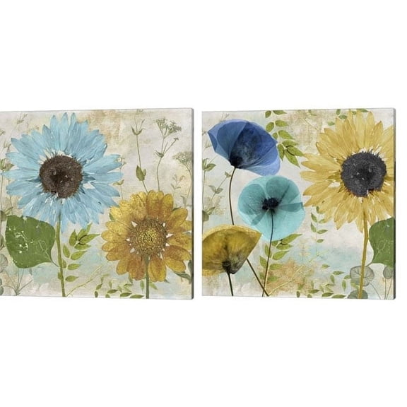 Morning Blue by Color Bakery Canvas Art Set of 2 14 inch X 14 inch Each