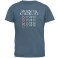 thumbnail image 1 of Morning Checklist Coffee Funny Mens T Shirt Indigo Blue SM, 1 of 1