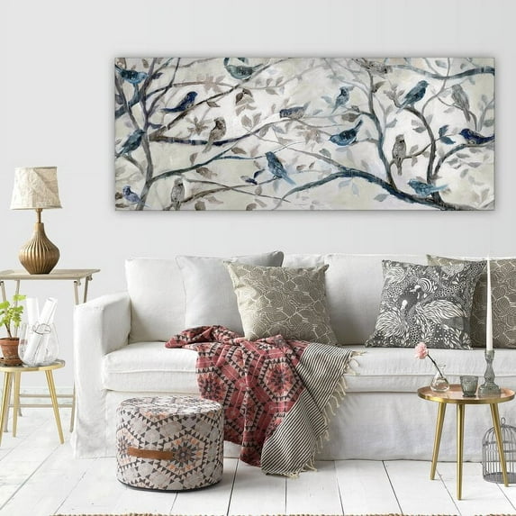 Morning Chorus Wall Art Abstract Bird Canvas Print Poster Wall Decor Canvas Art Prints Painting Picture Artwork Home Livingroom Decoration