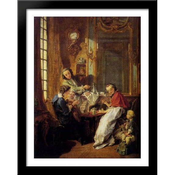 Morning Coffee 28x36 Large Black Wood Framed Print Art by Francois Boucher