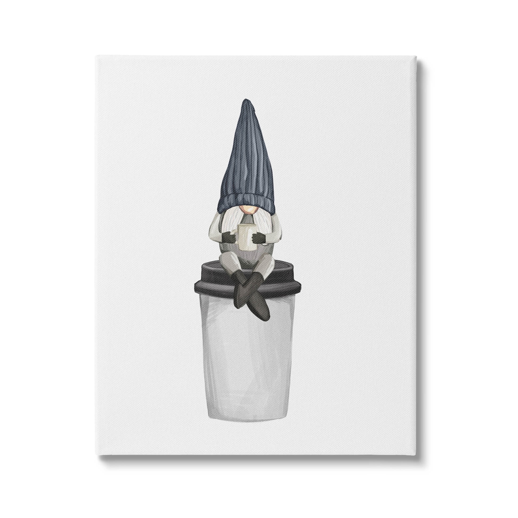 Morning Coffee Cup Gnome Fairy Tales & Fantasy Graphic Art Gallery Wrapped Canvas Print Wall Art