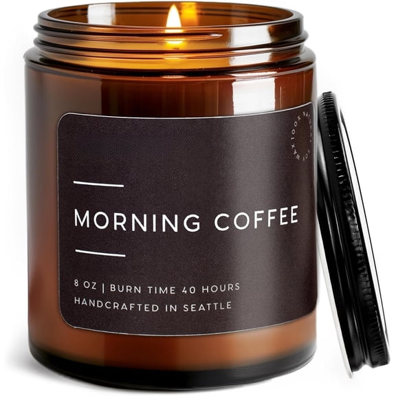 Morning Coffee Soy Wax Scented Candle - Crafted in , Seattle - for Birthday, Meditation, , - Aroma Candle for Relaxing - Scented Candles for Women & Men