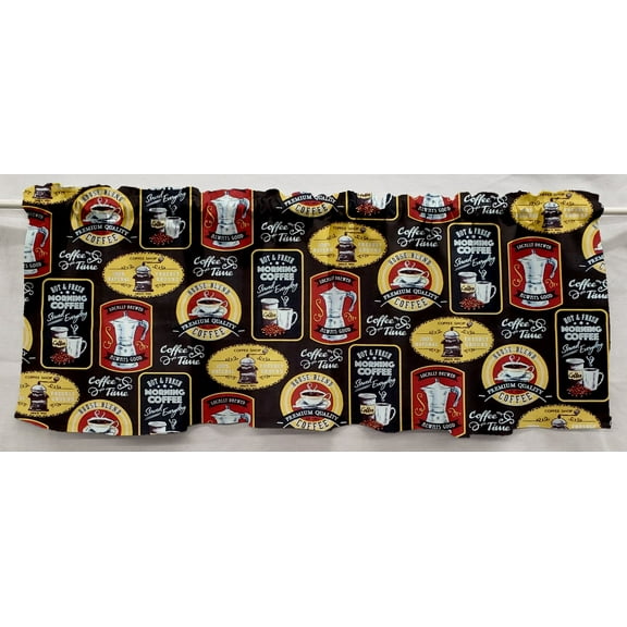 Morning Coffee Valances by Penny's Needful Things (Two Valance Panels 12 inches Long LINED)