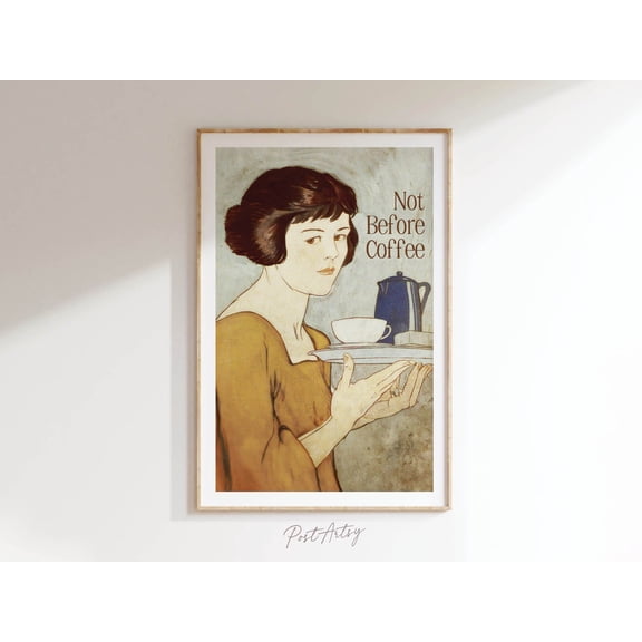 Morning Coffee Vintage Kitchen Wall Art, Unframed Paper Print Size 8x12