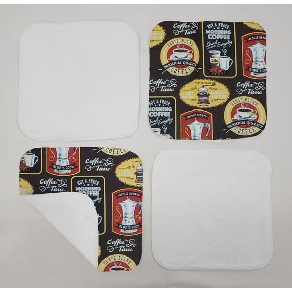 Morning Coffee Washcloths (Set of 4) (Towel Color: White)