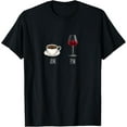 thumbnail image 1 of Morning Coffee Wine in the Evening Latte Clock Wine Clock Funny T-Shirt men and women can wear, black, white, gifts, 1 of 4