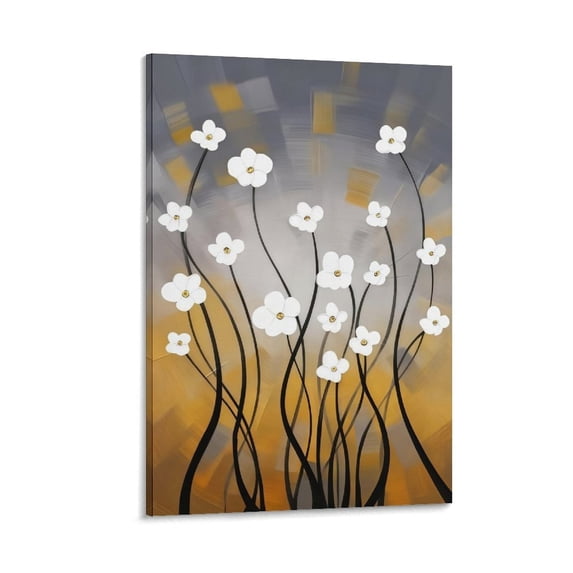 Morning Dancing 100% Hand Painted Floral Oil Paintings Canvas Wall Art Modern Stretched and Framed Grace Abstract Flowers Artwork Ready to Hang for Living Room Home Decorations Wall Decor