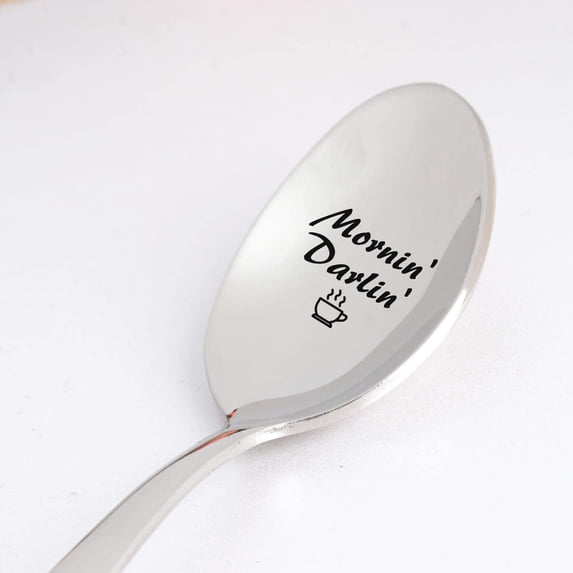 Morning Darlin Spoon - Engraved Spoon | Engagement Gift Future Wife | Gifts for Newly Wed Couple | Gifts for Valentines Day Christmas Gift | Husband Wife Romantic Gift Ideas