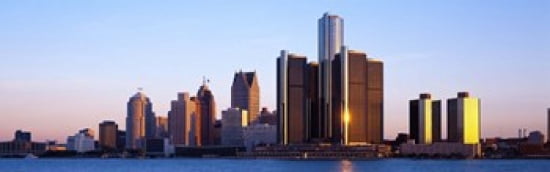 Morning Detroit Michigan USA Canvas Art - Panoramic Images (36 x 12)