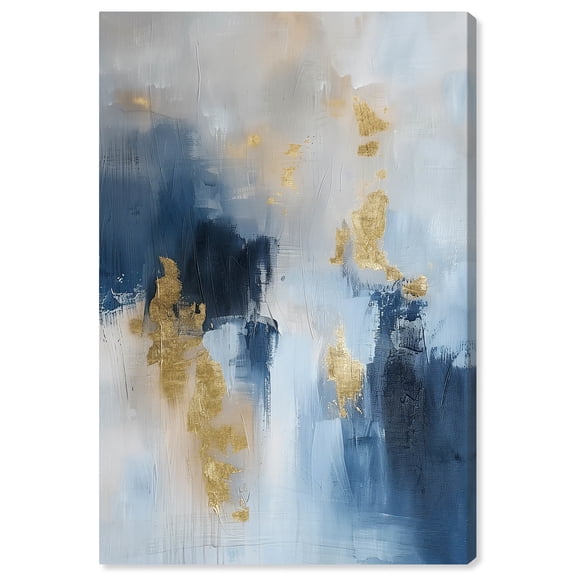 Morning Dew Blue Abstract Canvas Wall Art by Art Remedy, Gallery Wrapped, 36"x54"