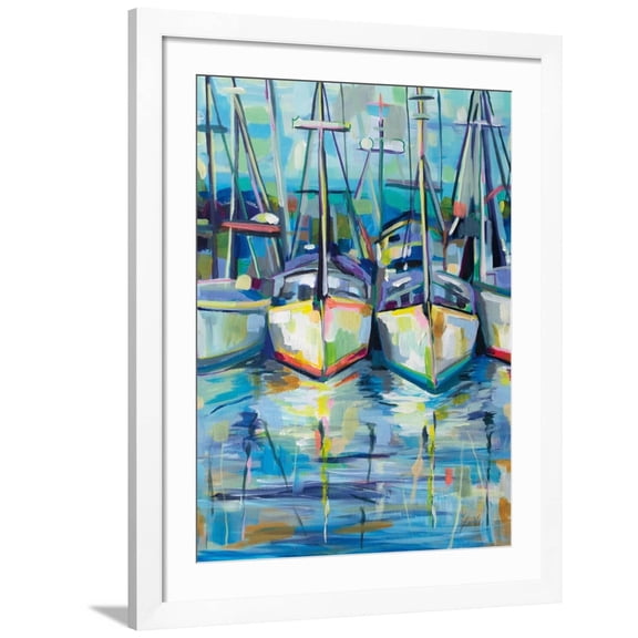 Art.com Morning Dock Art Print by Jeanette Vertentes, White Frame Wall Art, 32" x 40"