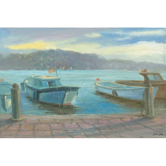 "Morning Dockside" Painting Print on Wrapped Canvas