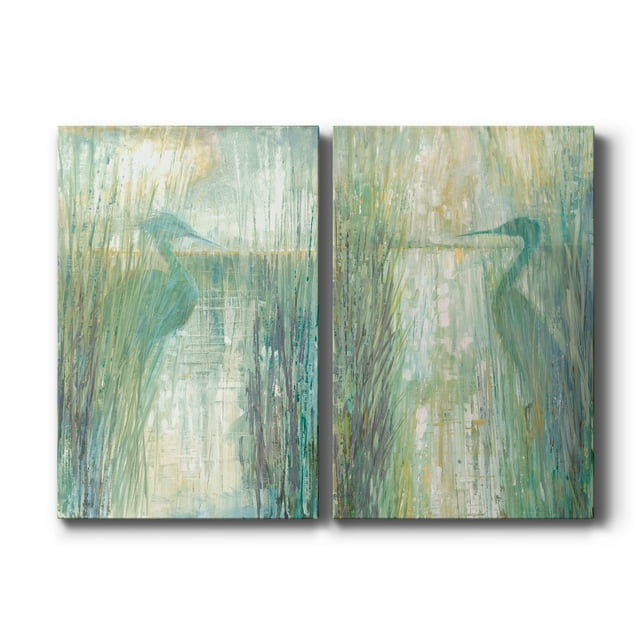 Morning Egret I Premium Gallery Wrapped Canvas - Ready to Hang - Set of 2 - 8 x 12 Each