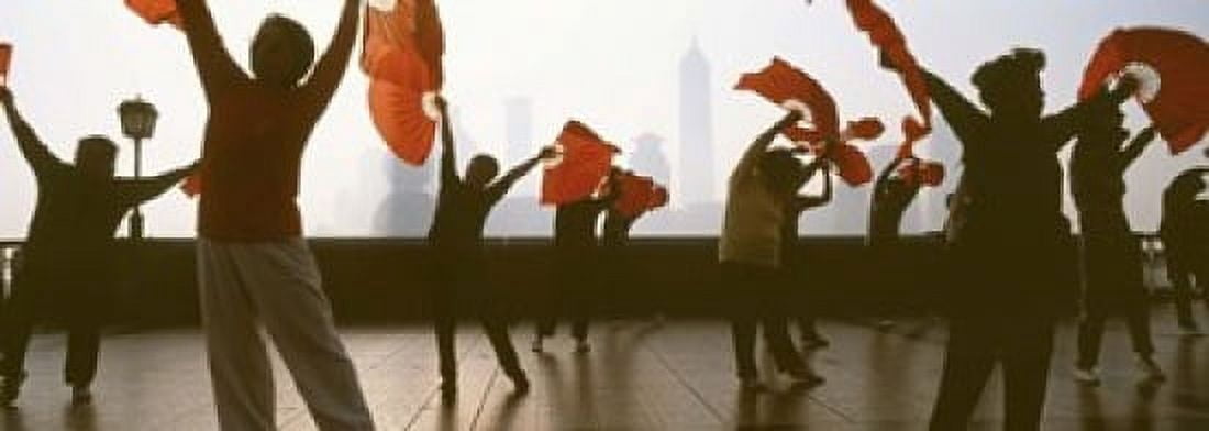 Morning Exercise The Bund Shanghai China Canvas Art - Panoramic Images (18 x 7)