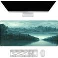thumbnail image 1 of Morning Forest Fog River Desk Mat, Desk Accessory, Cute Workspace, Trendy Workspace, Trendy, 35.4x15.7in Large Gaming Mouse Pad, Cute Desk Topper, Pretty Desk Pad, 1 of 6
