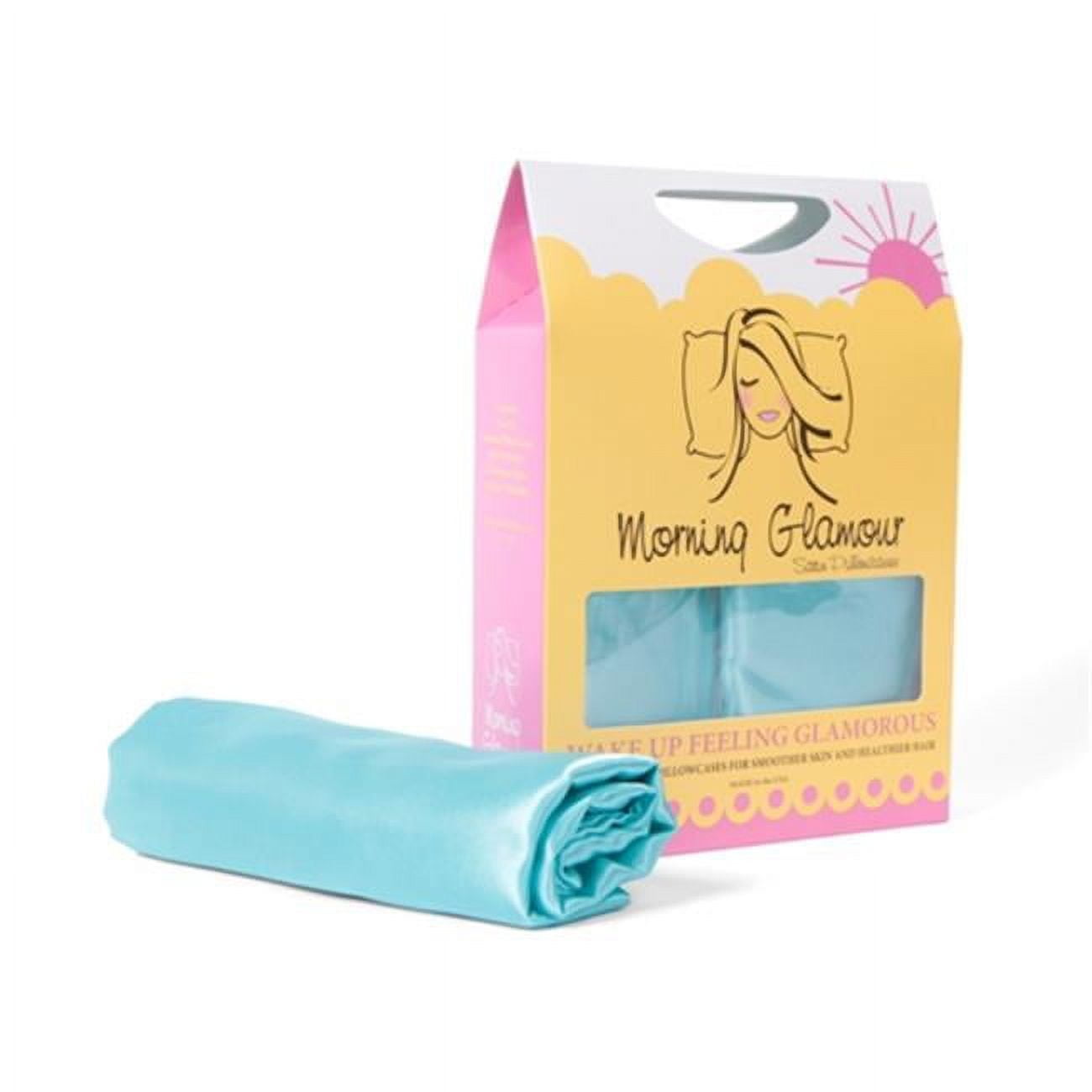 Aqua Satin and Cotton Standard Pillowcase Set